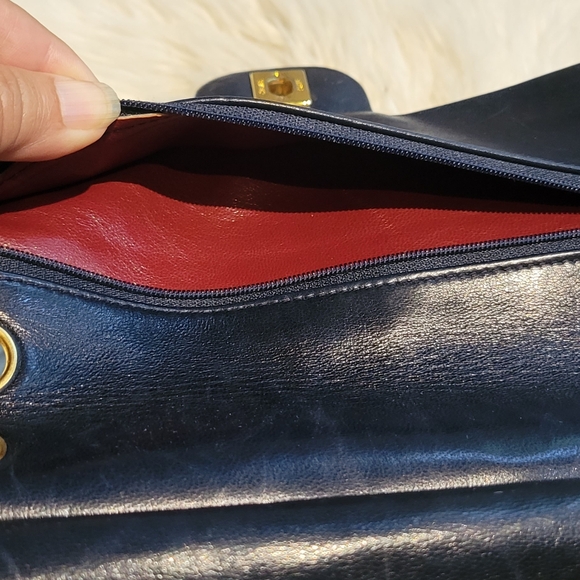 Chanel Quilted Lambskin Dark Blue Classic Double Flap Medium Bag Gold Hardware - Picture 10 of 16